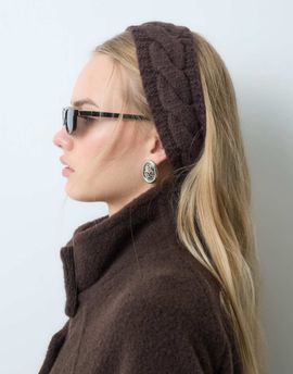 My Accessories My Accessories headband in chocolate cable knit-Brown