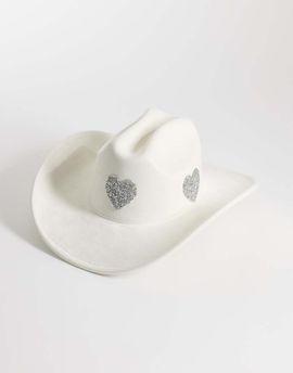 My Accessories My Accessories heart patch cowboy hat in off white