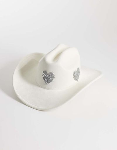 My Accessories My Accessories heart patch cowboy hat in off white