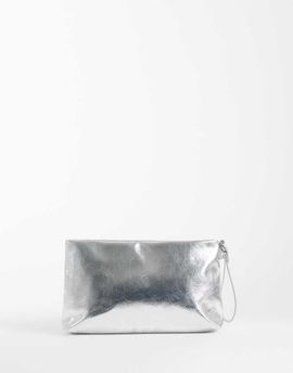 My Accessories My Accessories metallic clutch bag in silver