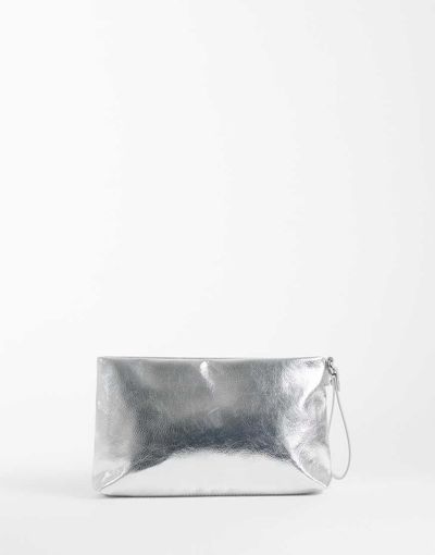 My Accessories My Accessories metallic clutch bag in silver