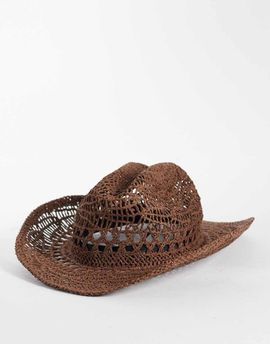 My Accessories My Accessories open weave cowboy hat in brown