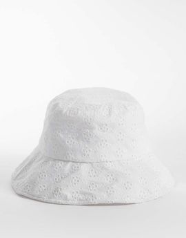 My Accessories My Accessories oversized broderie anglais bucket hat in white