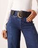 My Accessories My Accessories oversized buckle circle hip belt in black and gold - 1