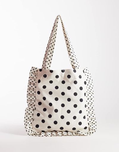 My Accessories My Accessories polkadot tote bag in cream-White