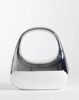 My Accessories My Accessories round metal handheld grab bag in silver