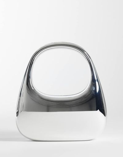My Accessories My Accessories round metal handheld grab bag in silver