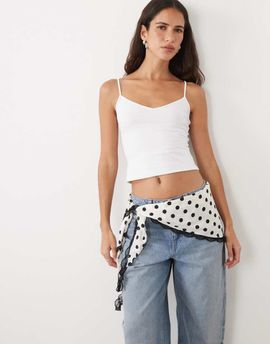 My Accessories My Accessories scarf belt in cream and black polkadot print-Multi