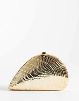 My Accessories My Accessories shell metal clutch bag in gold