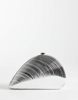 My Accessories My Accessories shell metal clutch bag in silver