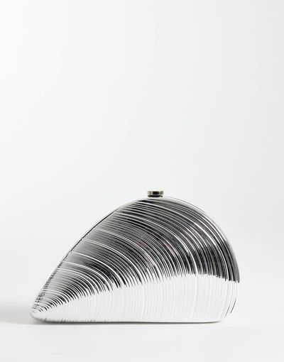 My Accessories My Accessories shell metal clutch bag in silver