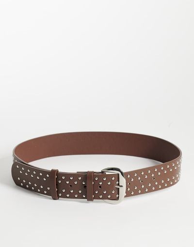 My Accessories My Accessories silver-tone studded belt in brown
