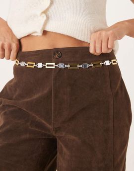My Accessories My Accessories square chain belt in mixed silver and gold tones-Multi