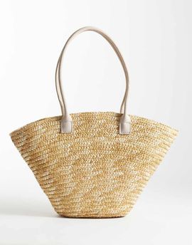 My Accessories My Accessories straw basket bag with faux suede handles in natural-Neutral