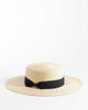 My Accessories My Accessories straw boater hat with black ribbon trim in natural-Neutral - 1