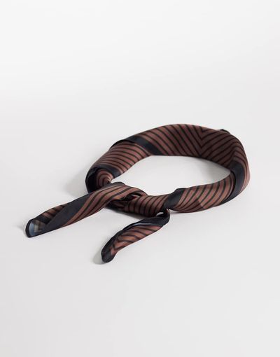My Accessories My Accessories stripe neck tie scarf in brown and black