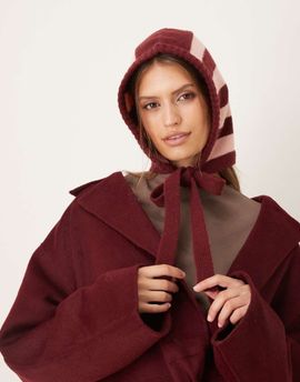 My Accessories My Accessories striped knit bonnet in pink and burgundy-Multi