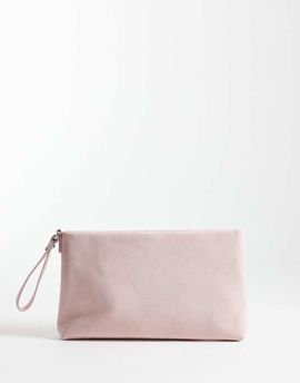 My Accessories My Accessories structured clutch bag in pink faux suede