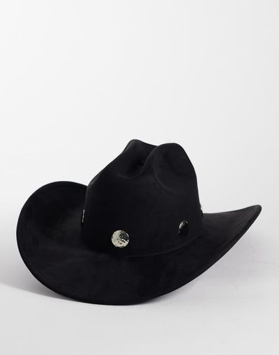 My Accessories My Accessories studded cowboy hat in black faux suede
