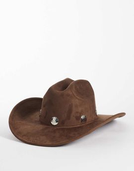 My Accessories My Accessories studded cowboy hat in chocolate faux suede-Brown