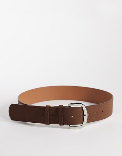 My Accessories My Accessories wide minimal buckle belt in brown
