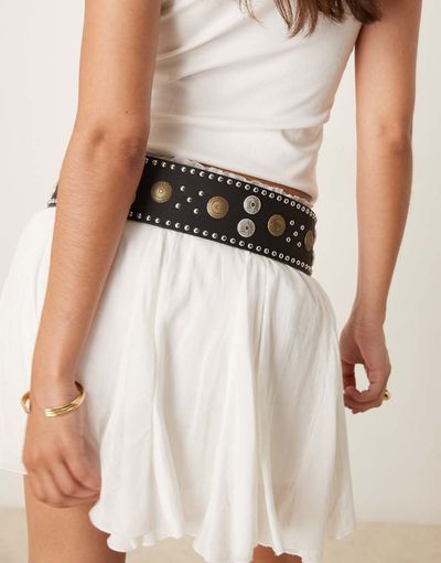 My Accessories My Accessories wide studded belt in black