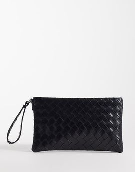 My Accessories My Accessories woven flat clutch bag in black