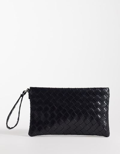 My Accessories My Accessories woven flat clutch bag in black