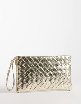 My Accessories My Accessories woven flat clutch bag in gold