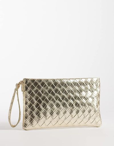 My Accessories My Accessories woven flat clutch bag in gold