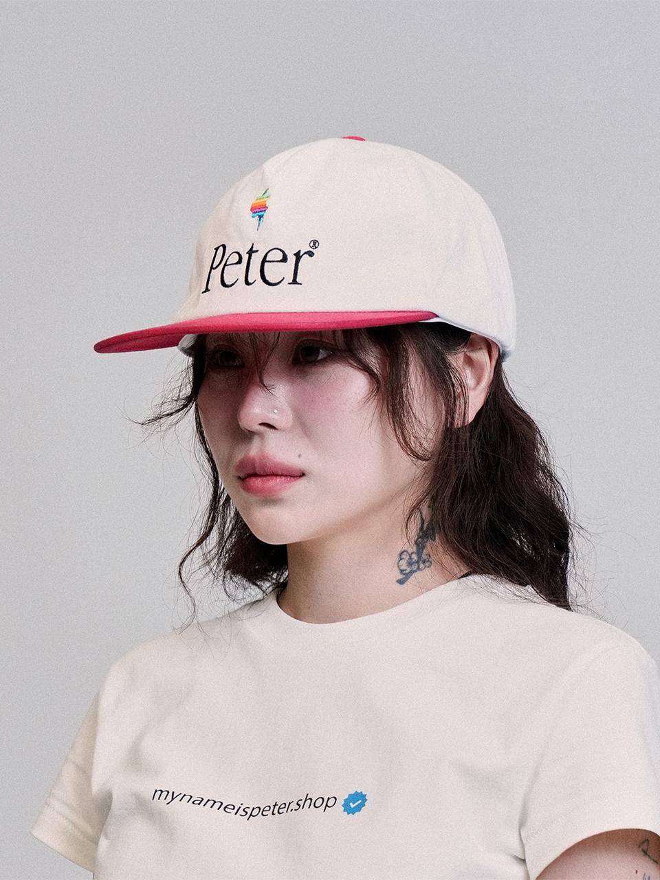 MY NAME IS PETER 5-Panel Papple Cap [White & Red]