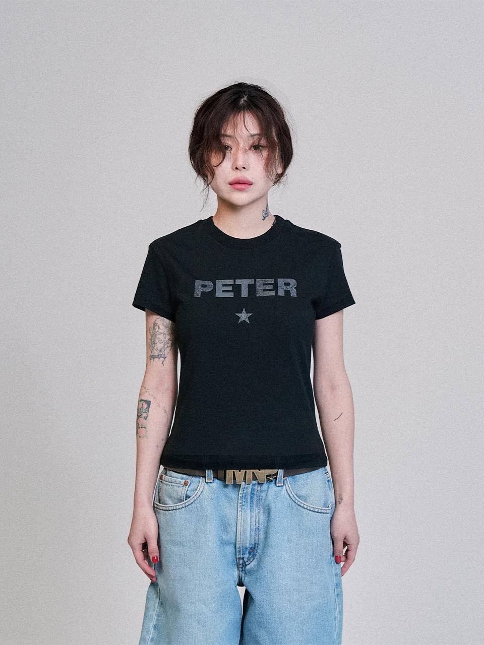 MY NAME IS PETER Women's Peter Star T-Shirts [Black]