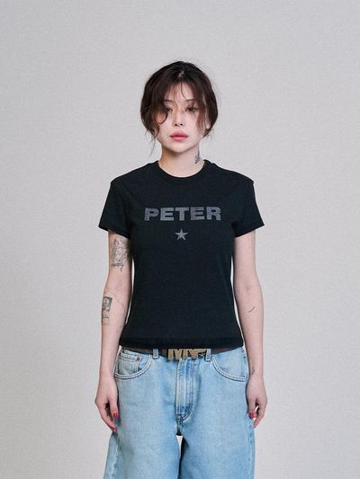 MY NAME IS PETER Women's Peter Star T-Shirts [Black]