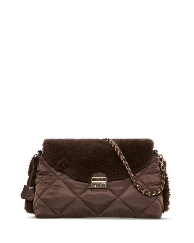 Mz Wallace Mz Wallace Crosby Lock Shearling Trim Shoulder Bag