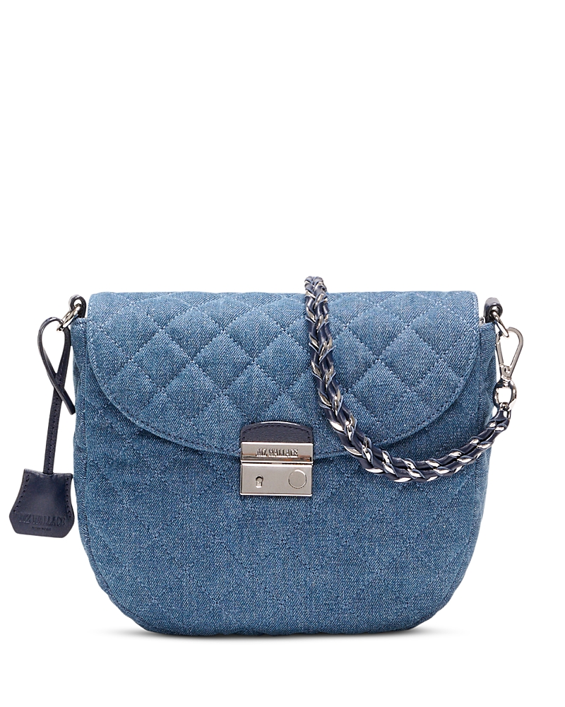 Mz Wallace - Crosby Lock Small Quilted Denim Saddle Bag