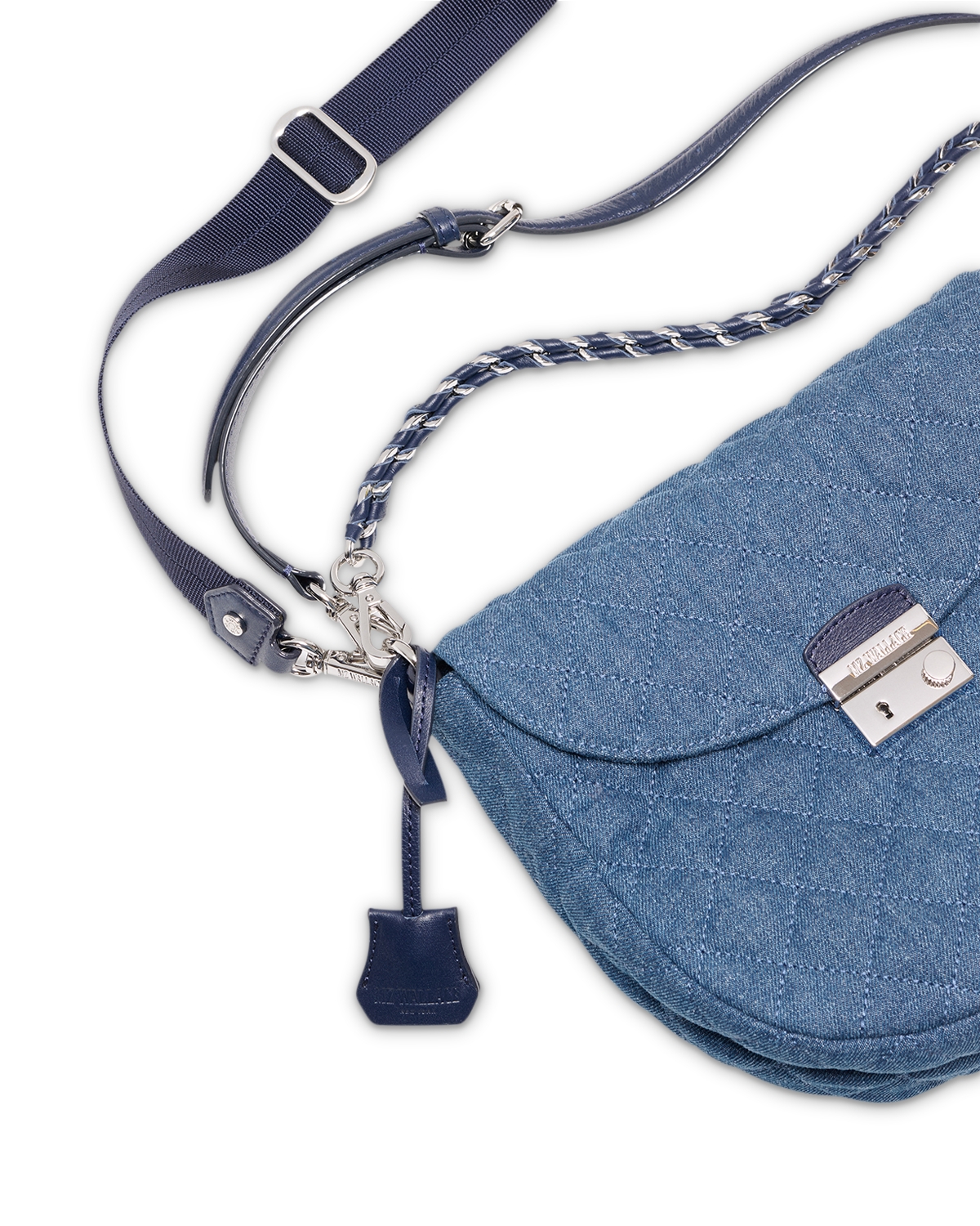 Mz Wallace - Crosby Lock Small Quilted Denim Saddle Bag