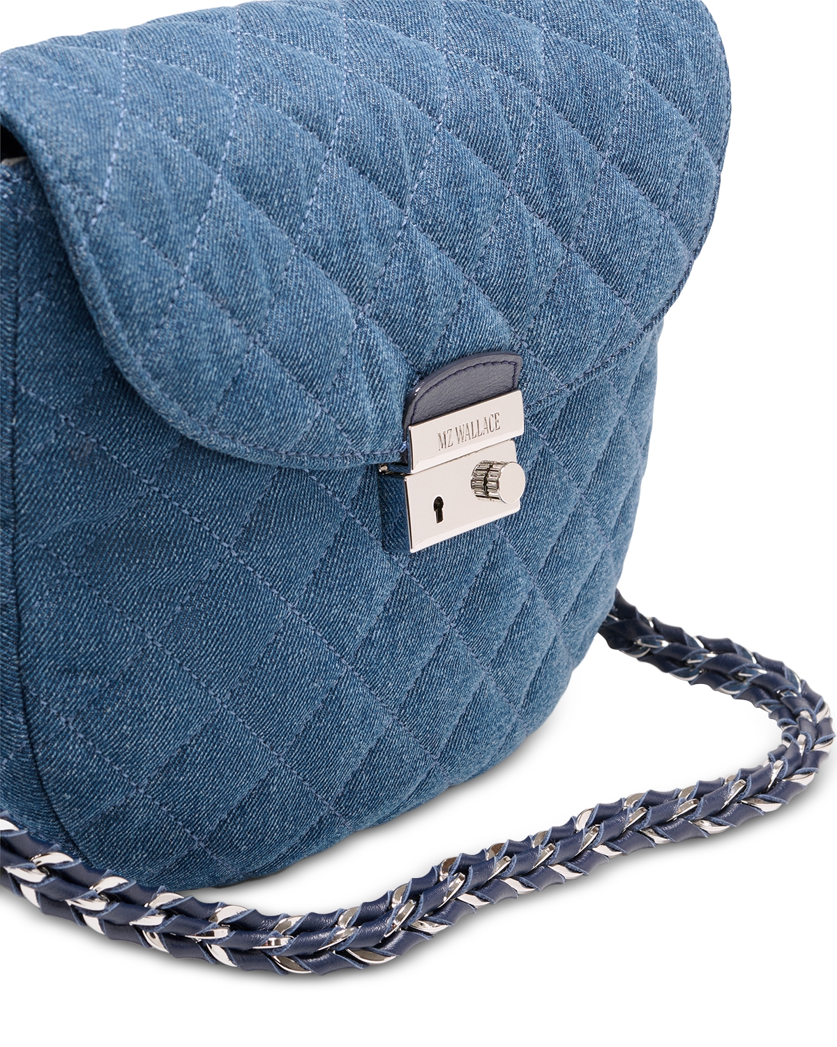 Mz Wallace - Crosby Lock Small Quilted Denim Saddle Bag