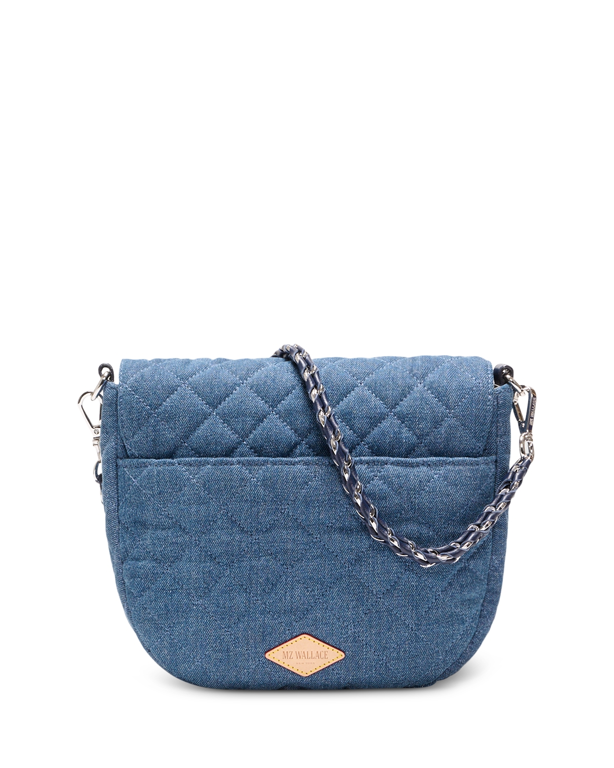 Mz Wallace - Crosby Lock Small Quilted Denim Saddle Bag