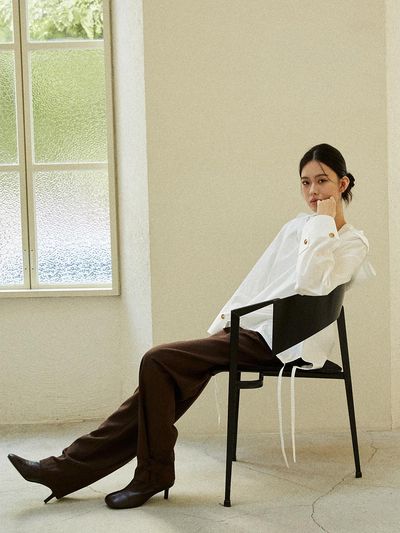 N4M LOOSE BUTTON WIDE PANTS