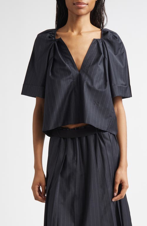 NACKIYÈ NACKIYÈ Grand Bazaar Pinstripe Crop Stretch Wool Blend Top