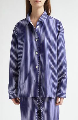 NACKIYÈ NACKIYÈ Life Is a Beach Stripe Poplin Pajama Shirt