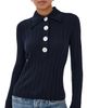 Nackiye Nackiye Sugarman Knit Long Sleeve Polo Navy - 1