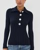 Nackiye Nackiye Sugarman Knit Long Sleeve Polo Navy - 2