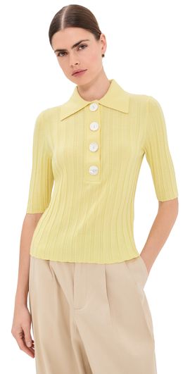 Nackiye Nackiye Sugarman Polo Knit Top Lemon Sorbet