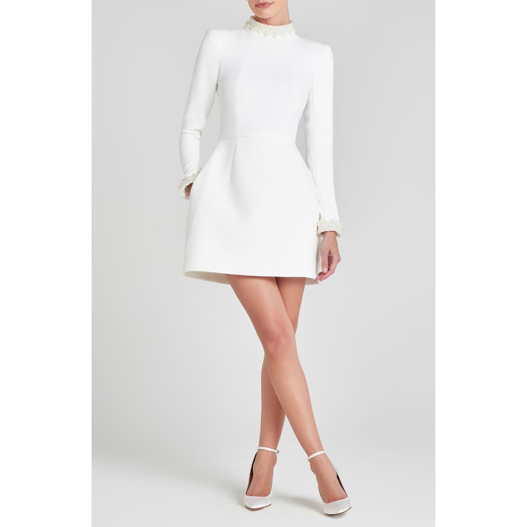 NADINE MERABI NADINE MERABI Audrina Beaded Long Sleeve Minidress