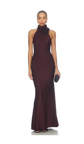 Nadine Merabi Nadine Merabi Chocolate Satin Maxi Dress