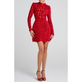 NADINE MERABI NADINE MERABI Lydia Lace Long Sleeve Minidress