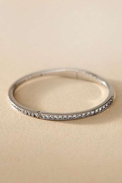 NADRI Half Pavé Crystal Hinged Oval Bangle Bracelet