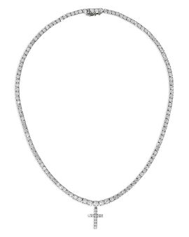 Nadri Nadri Astrid Cubic Zirconia Cross Tennis Pendant Necklace, 16