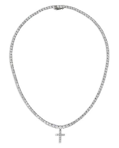 Nadri Nadri Astrid Cubic Zirconia Cross Tennis Pendant Necklace, 16